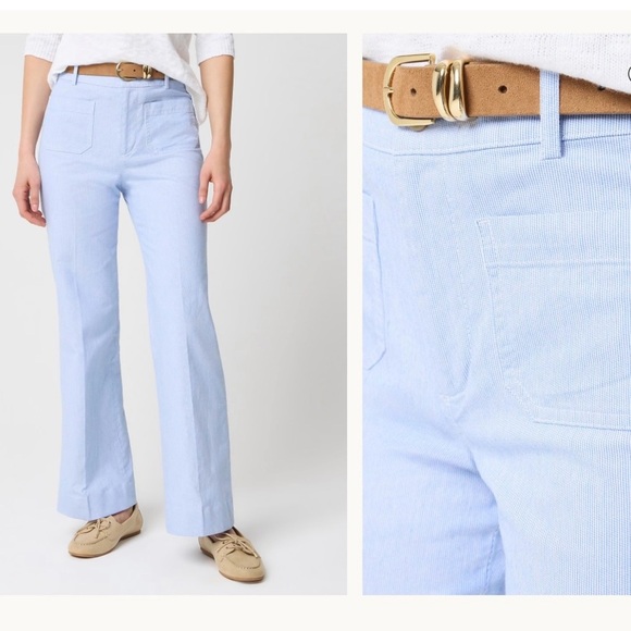 J. Crew Factory Pants - NEW J.Crew High-rise patch-pocket wide-leg pant in white stripe preppy vacation